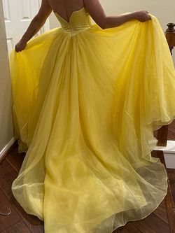 Sherri Hill Yellow Size 6 Floor Length Train Ball gown on Queenly